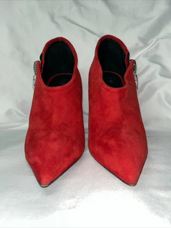 Giuseppe Zanotti Red Suede Leather High Heel Shoes Ankle Booties - Picture 8 of 8